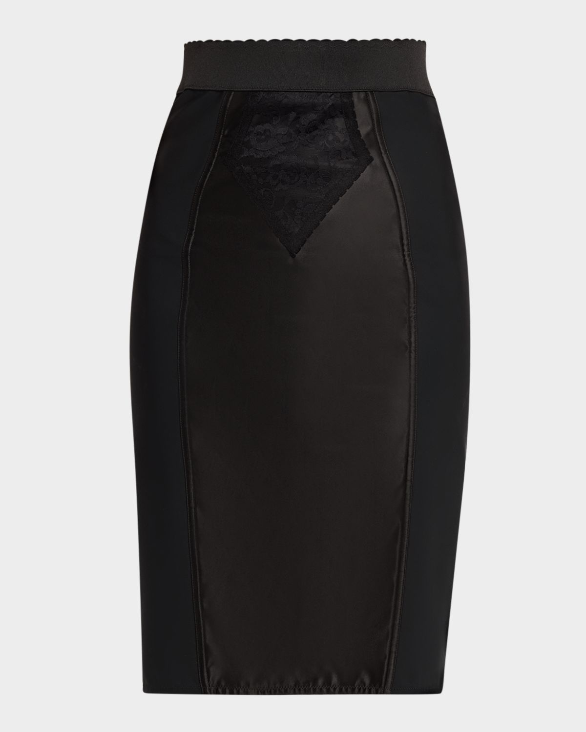 Dolce & Gabbana Lace Satin Paneled Pencil Skirt