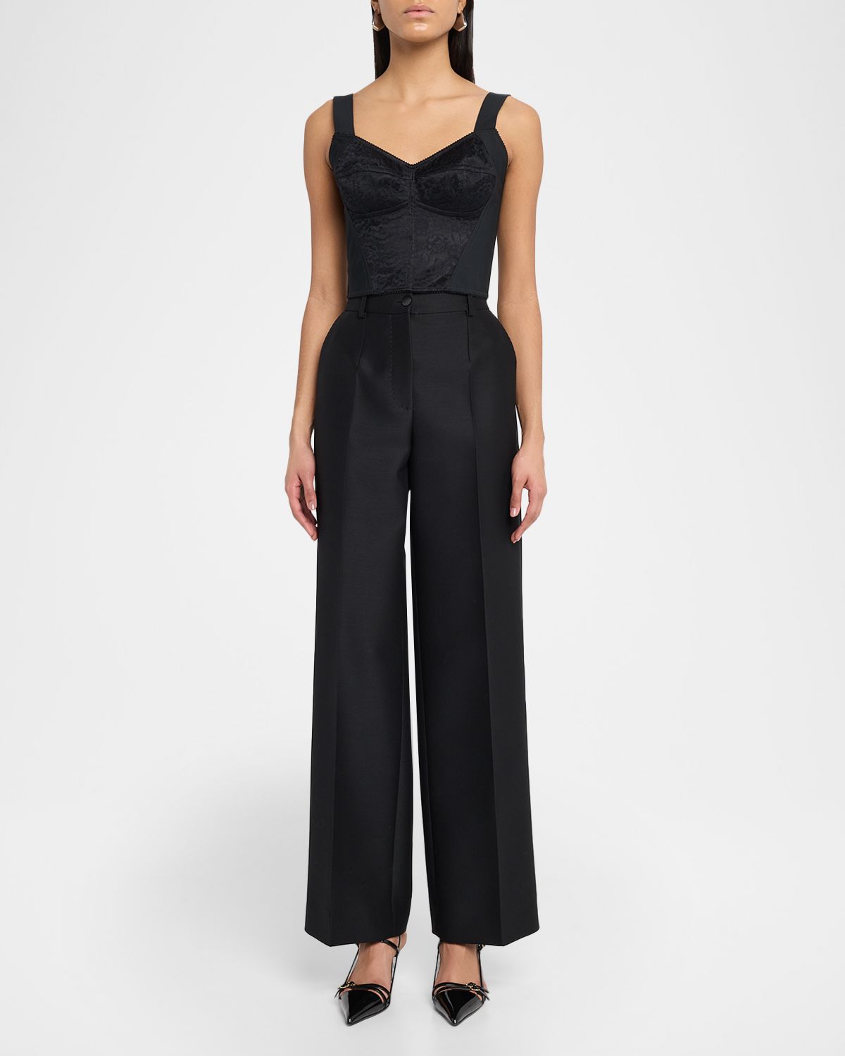 Dolce & Gabbana Lace Jacquard Crop Bustier Top