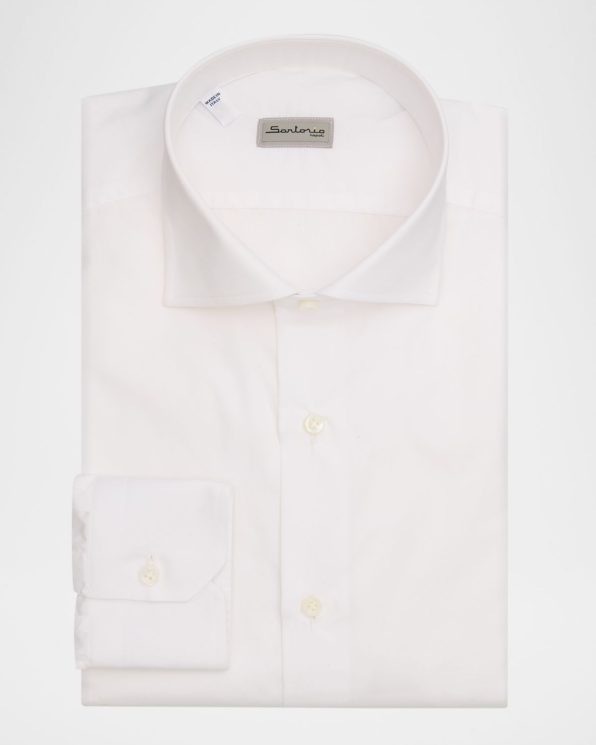 Sartorio Men 's Solid Cotton Spread-Collar Dress Shirt