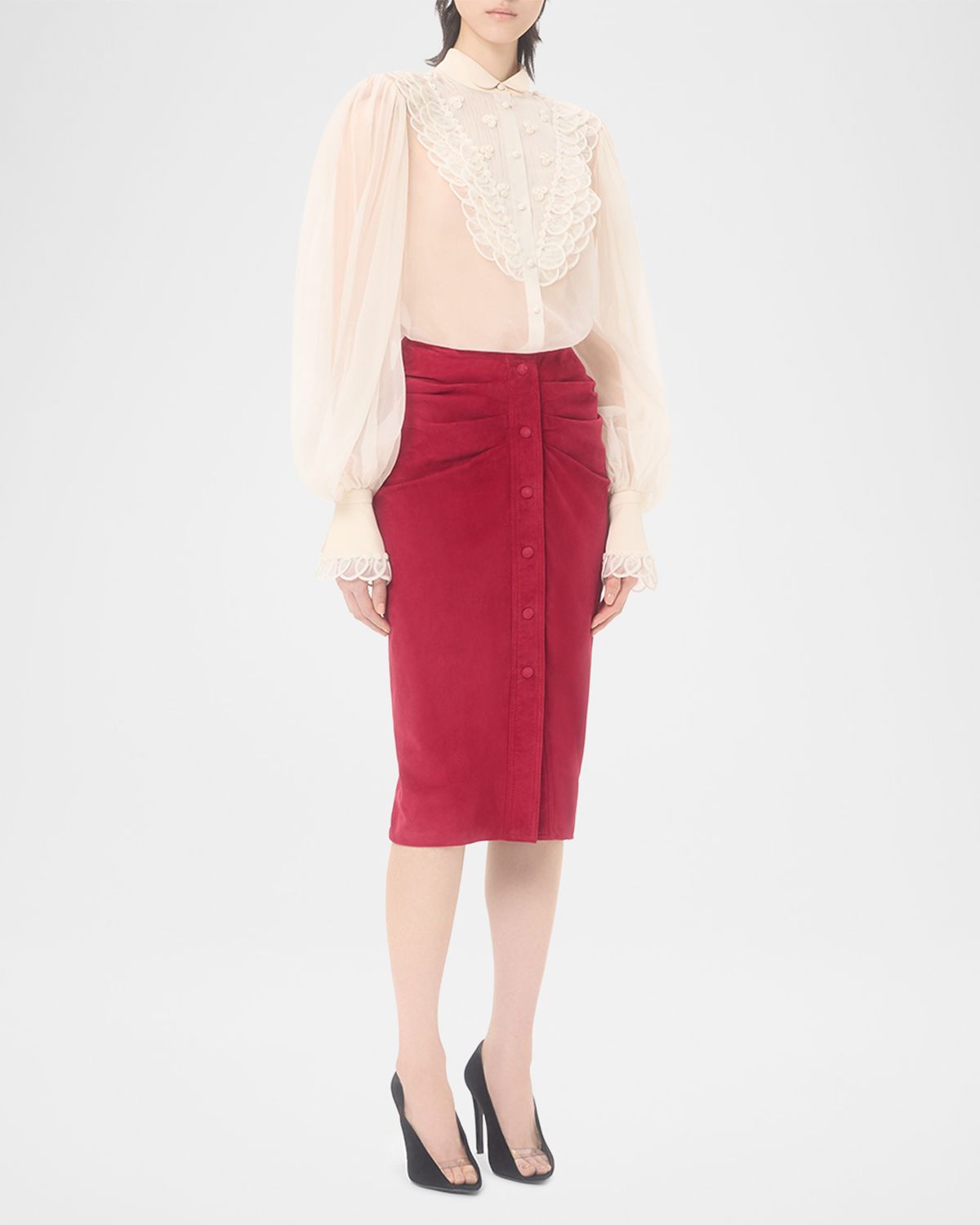 Valentino Garavani Embroidered Organza Bib Shirt