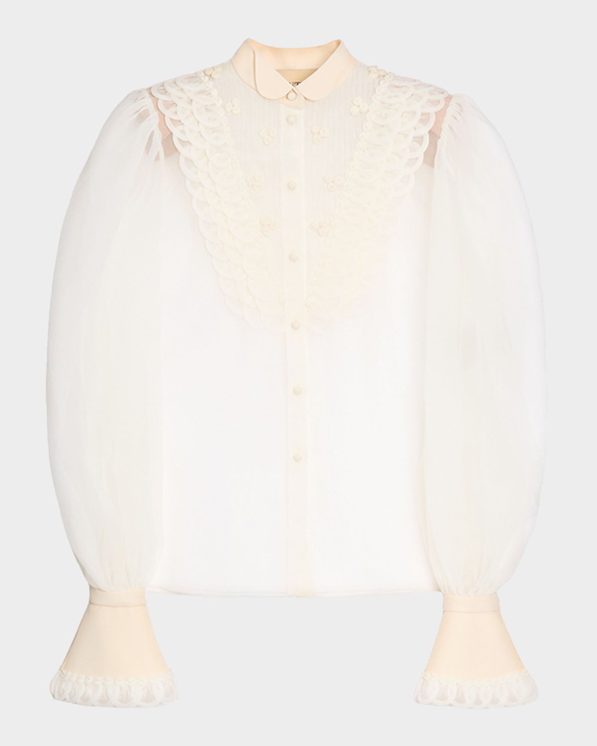 Valentino Garavani Embroidered Organza Bib Shirt | Thumbnail 8 Valentino Garavani Embroidered Organza Bib Shirt | Thumbnail 8