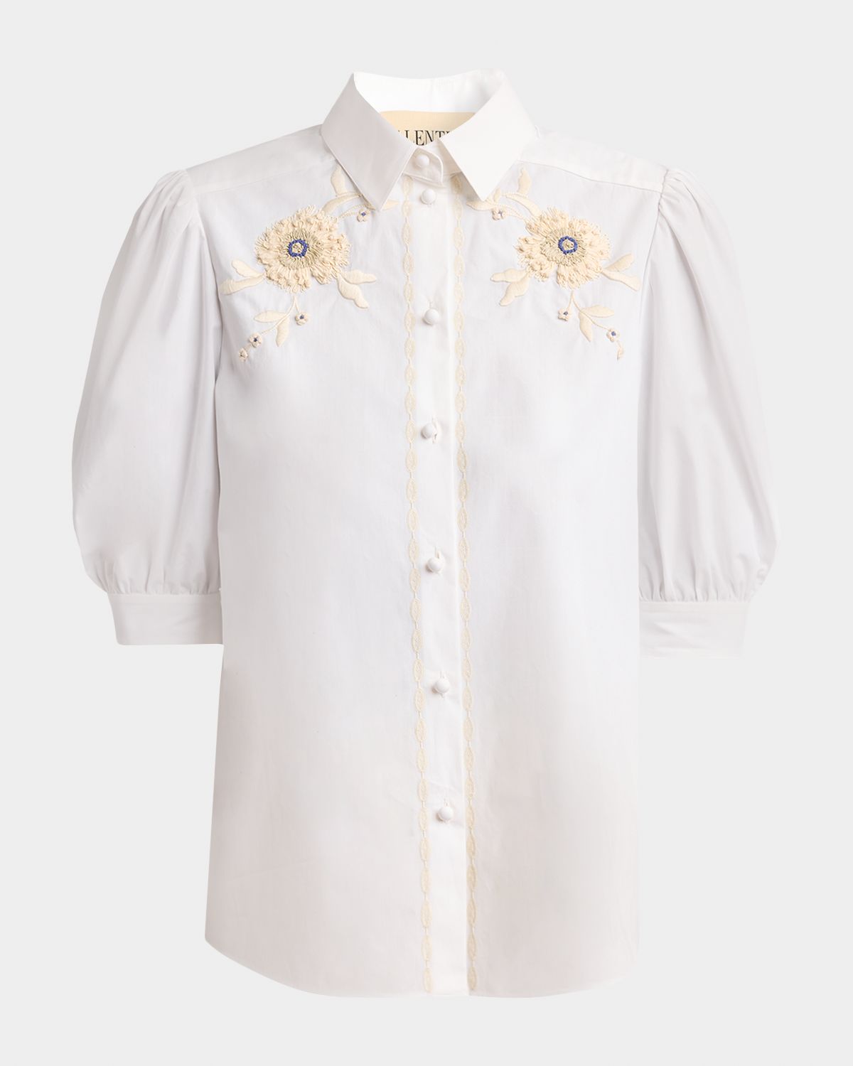 Valentino Garavani Floral Embroidered Short-Sleeve Button-Down Shirt
