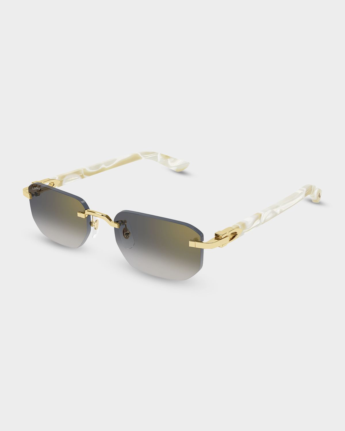 Cartier Men 's CT0622S-004 Metal and Acetate Rectangle Sunglasses