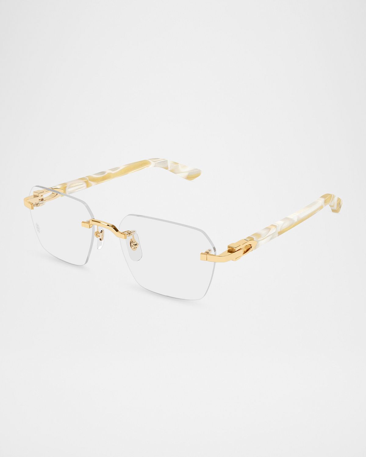 Cartier Men 's CT0623O-004 Metal and Acetate Rectangle Eyeglasses