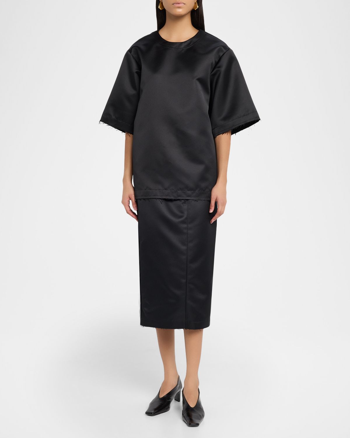 Co Tailored Duchess Satin Midi Pencil Skirt | Thumbnail 5