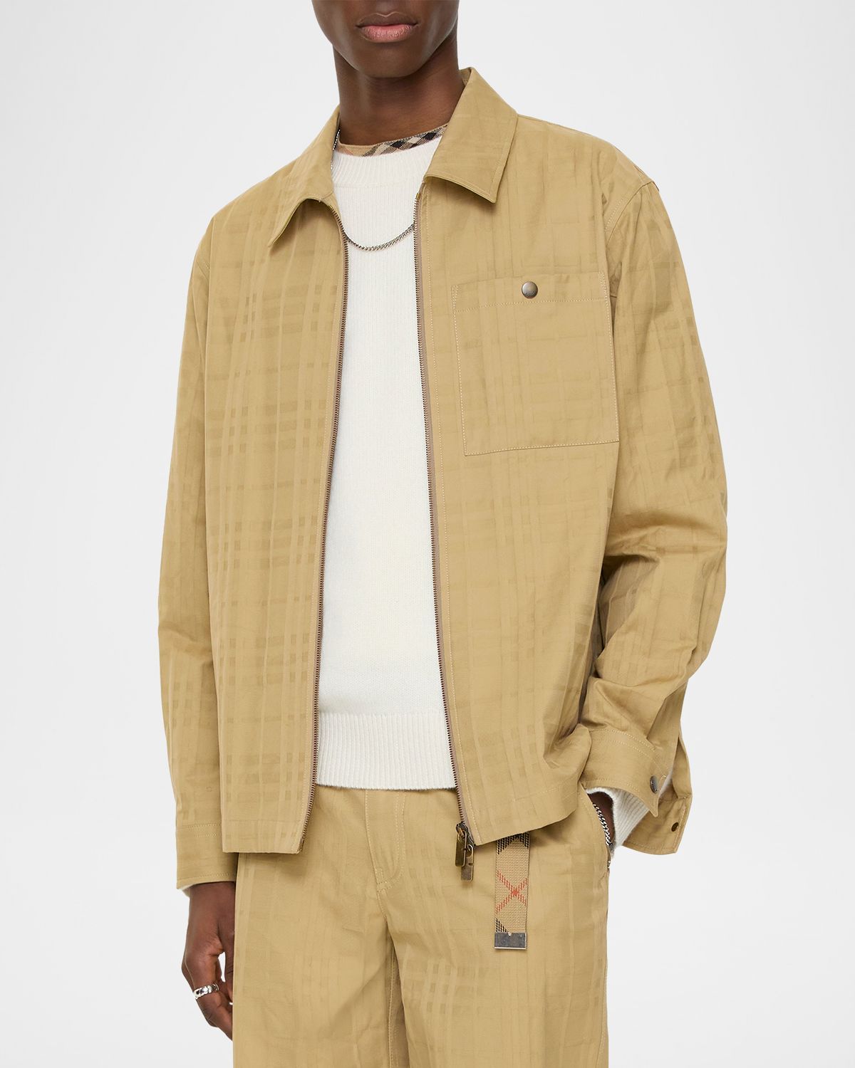 Burberry Men 's Check Cotton Full-Zip Overshirt