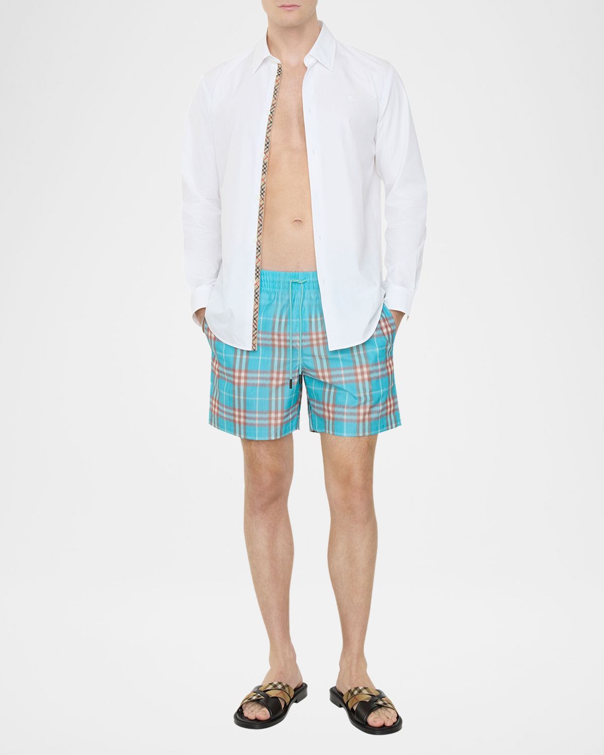 Burberry Men 's Gradient Check Swim Shorts