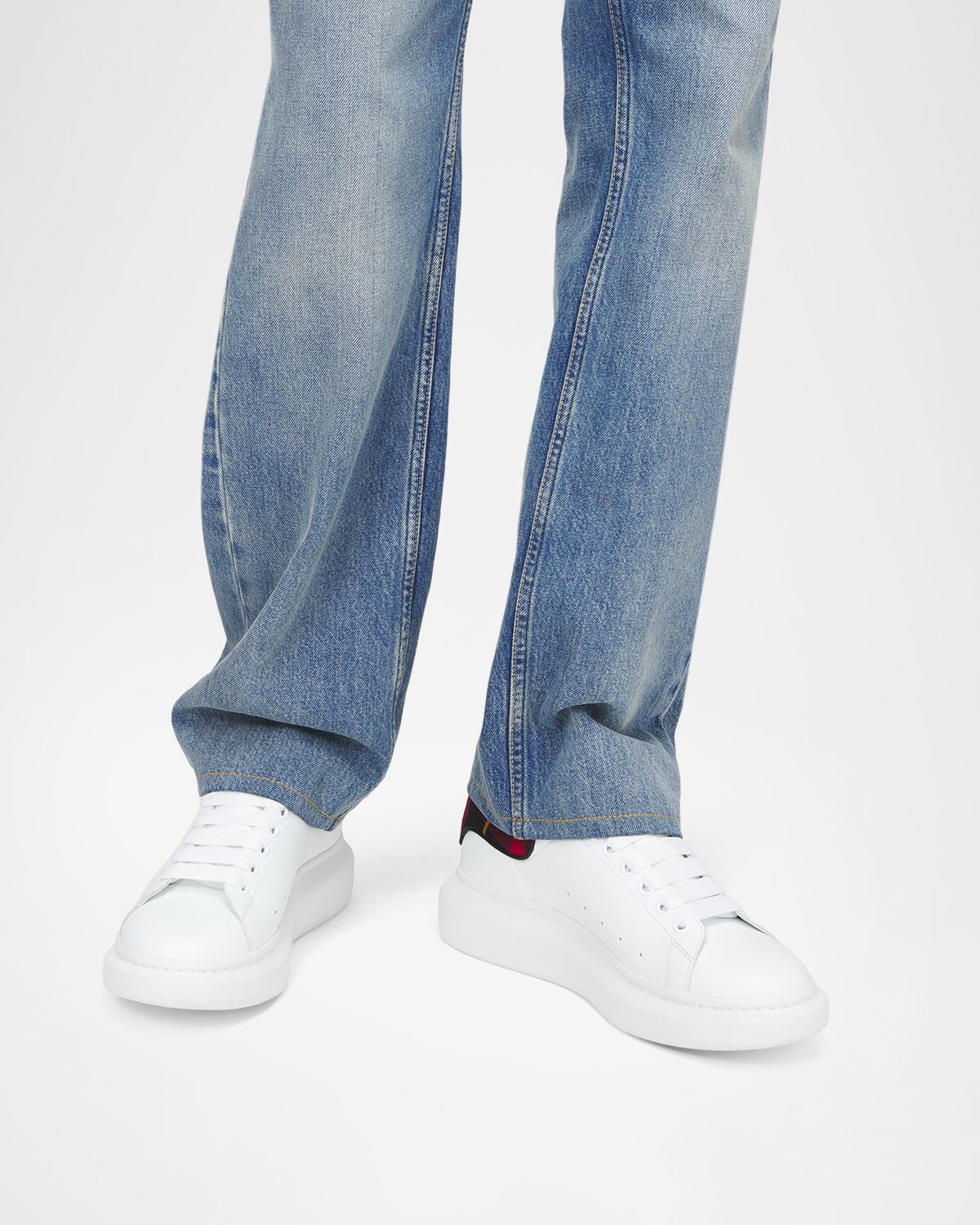 McQueen Men 's Oversized Leather Low-Top Sneakers