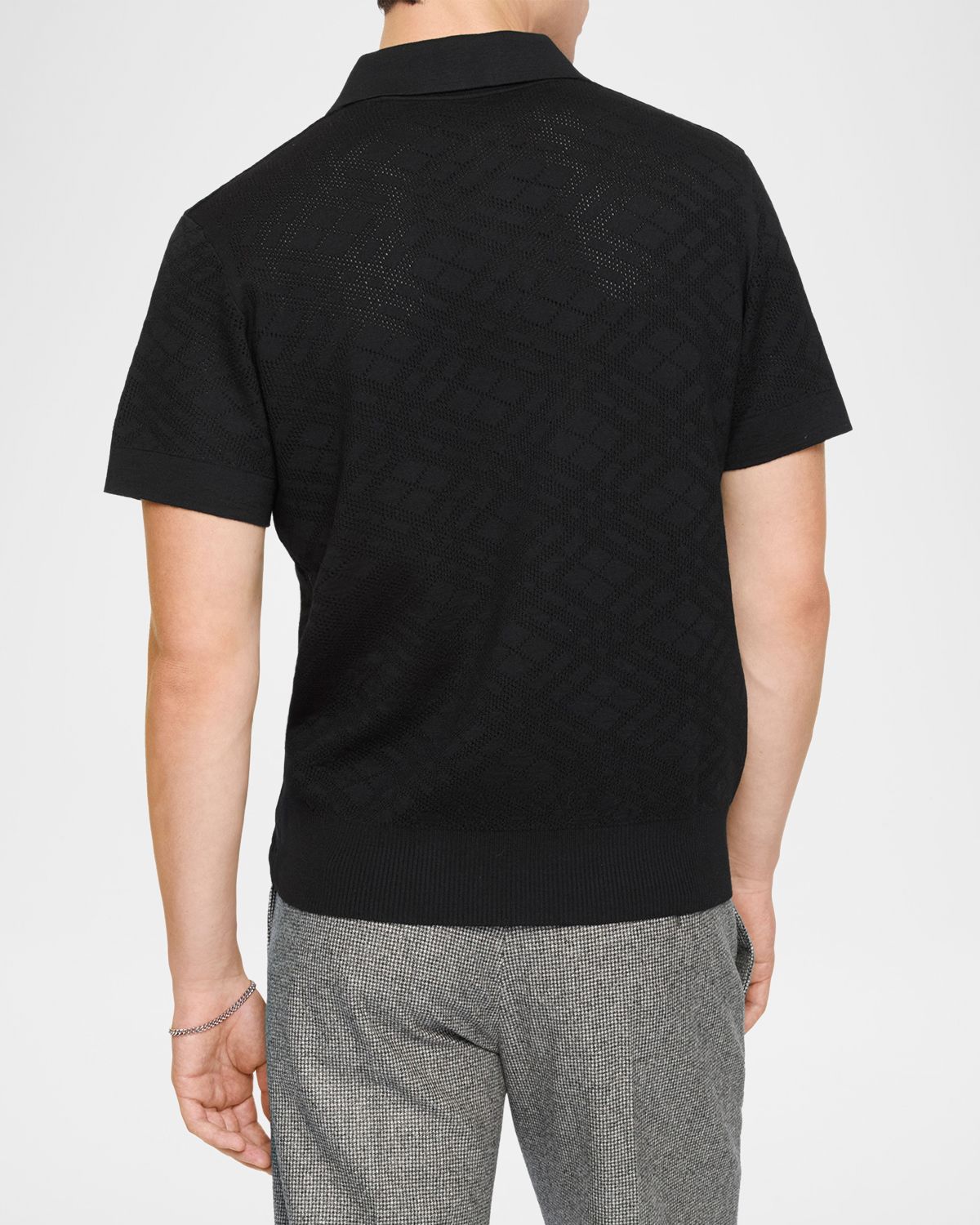 Burberry Men 's Tonal Check Wool Polo Shirt