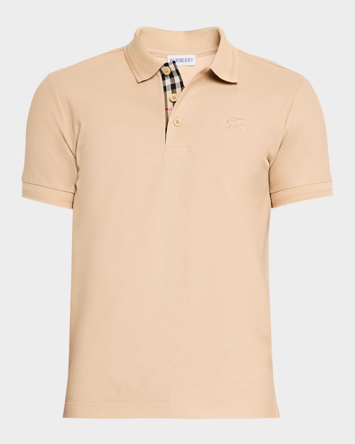 Burberry Men 's Cotton Pique Check-Placket Polo Shirt