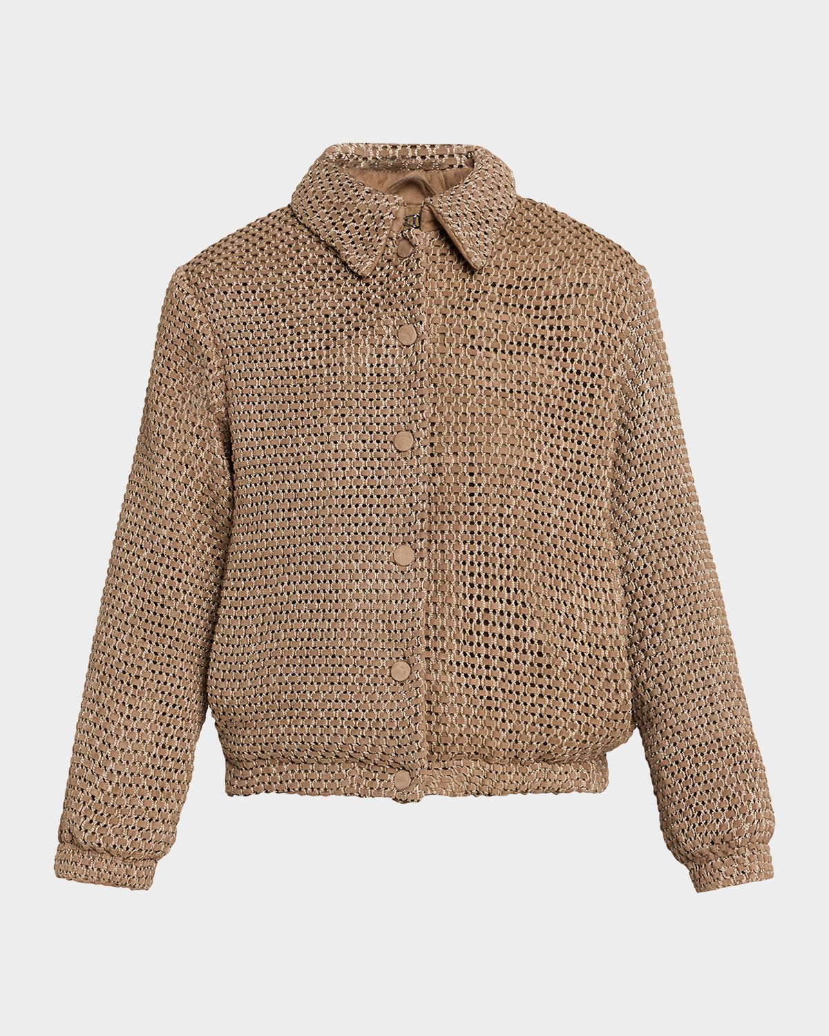 Giorgio Armani Woven Leather Blouson Jacket