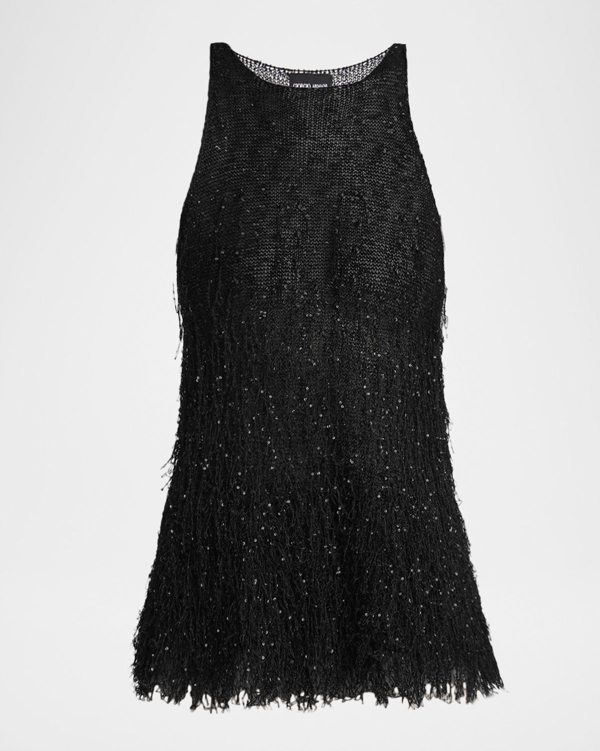 Giorgio Armani Sleeveless Beaded Fringe Knit Top