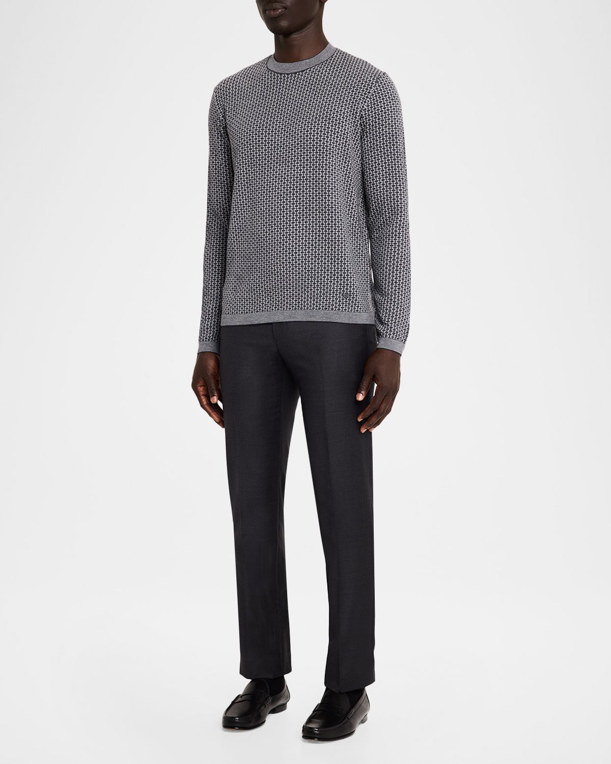 Emporio Armani Men 's Wool Geometric Crewneck Sweater