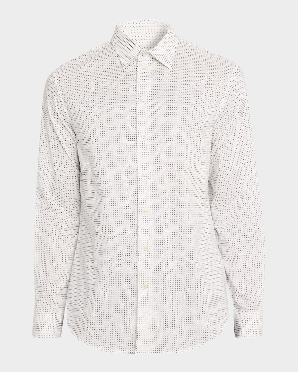 Emporio Armani Men 's Cotton Micro-Pattern Sport Shirt