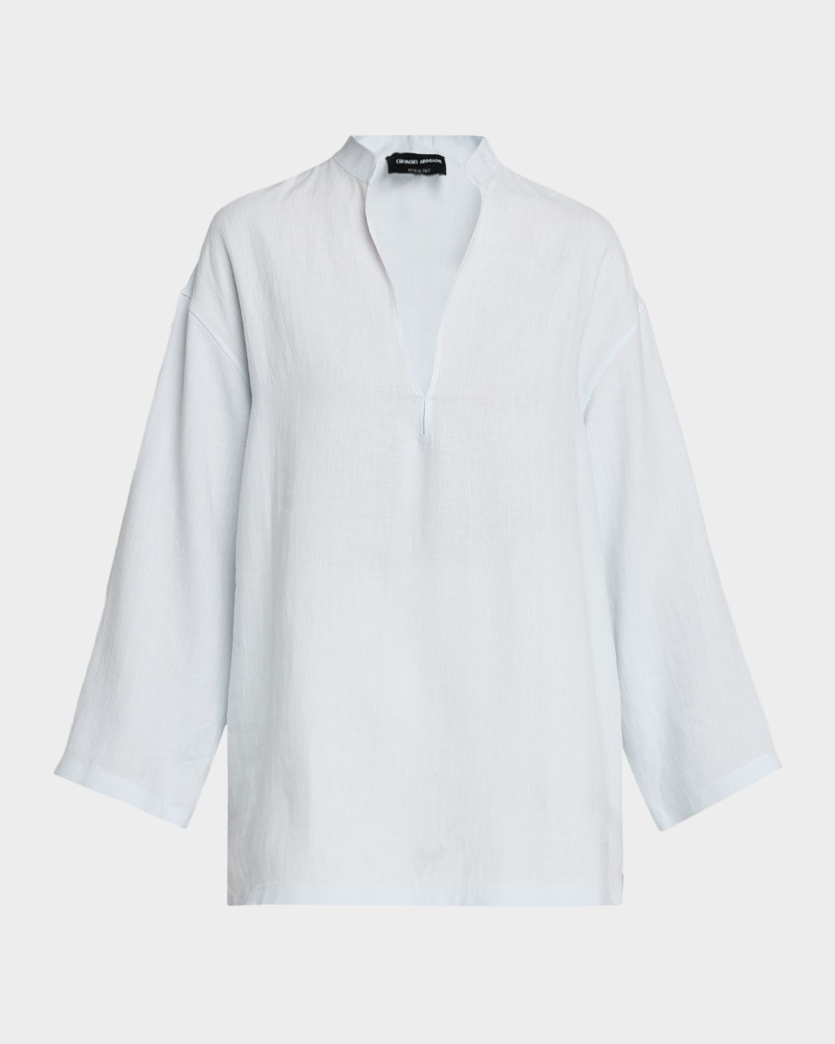 Giorgio Armani V-Neck Long-Sleeve Hemp Tunic Shirt