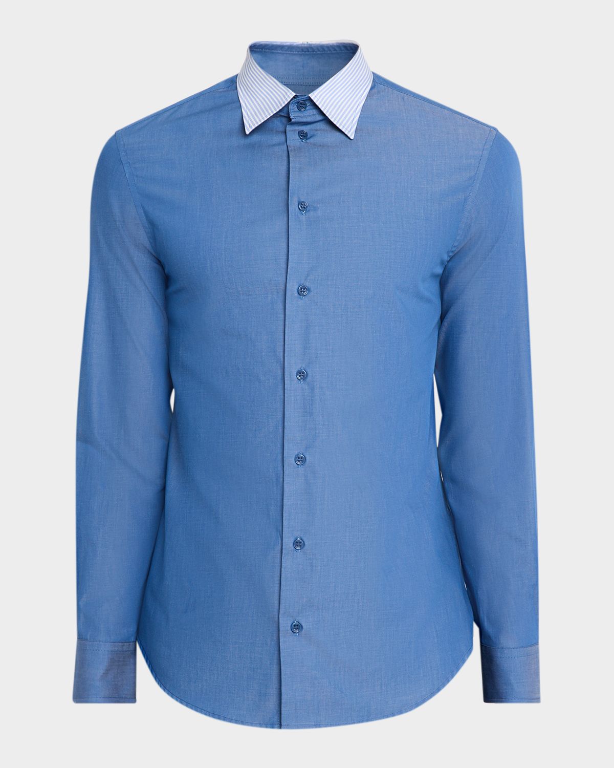 Emporio Armani Men 's Contrast-Collar Polyester Sport Shirt