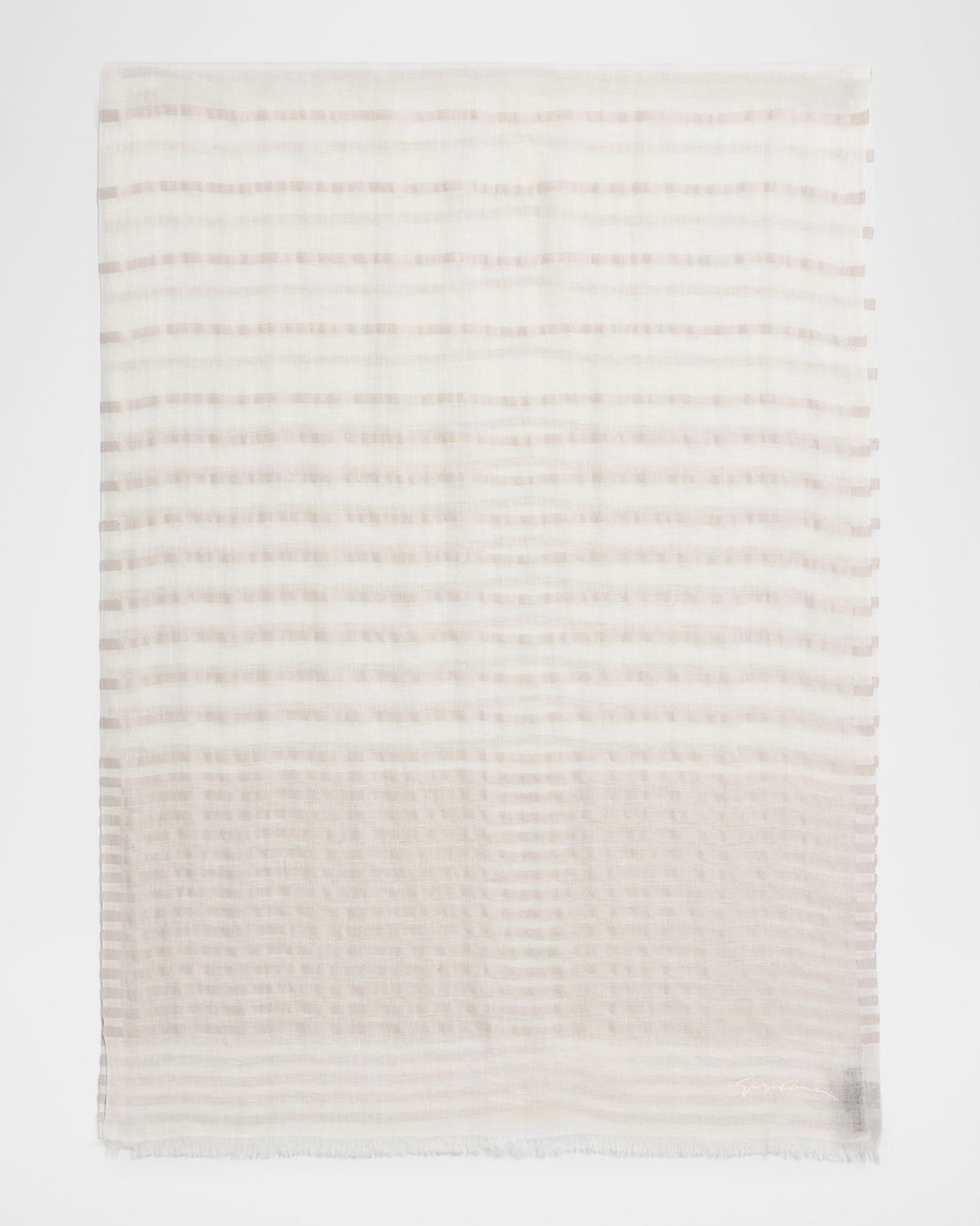 Giorgio Armani Striped Linen-Cotton Jacquard Stole, 80" x 28"