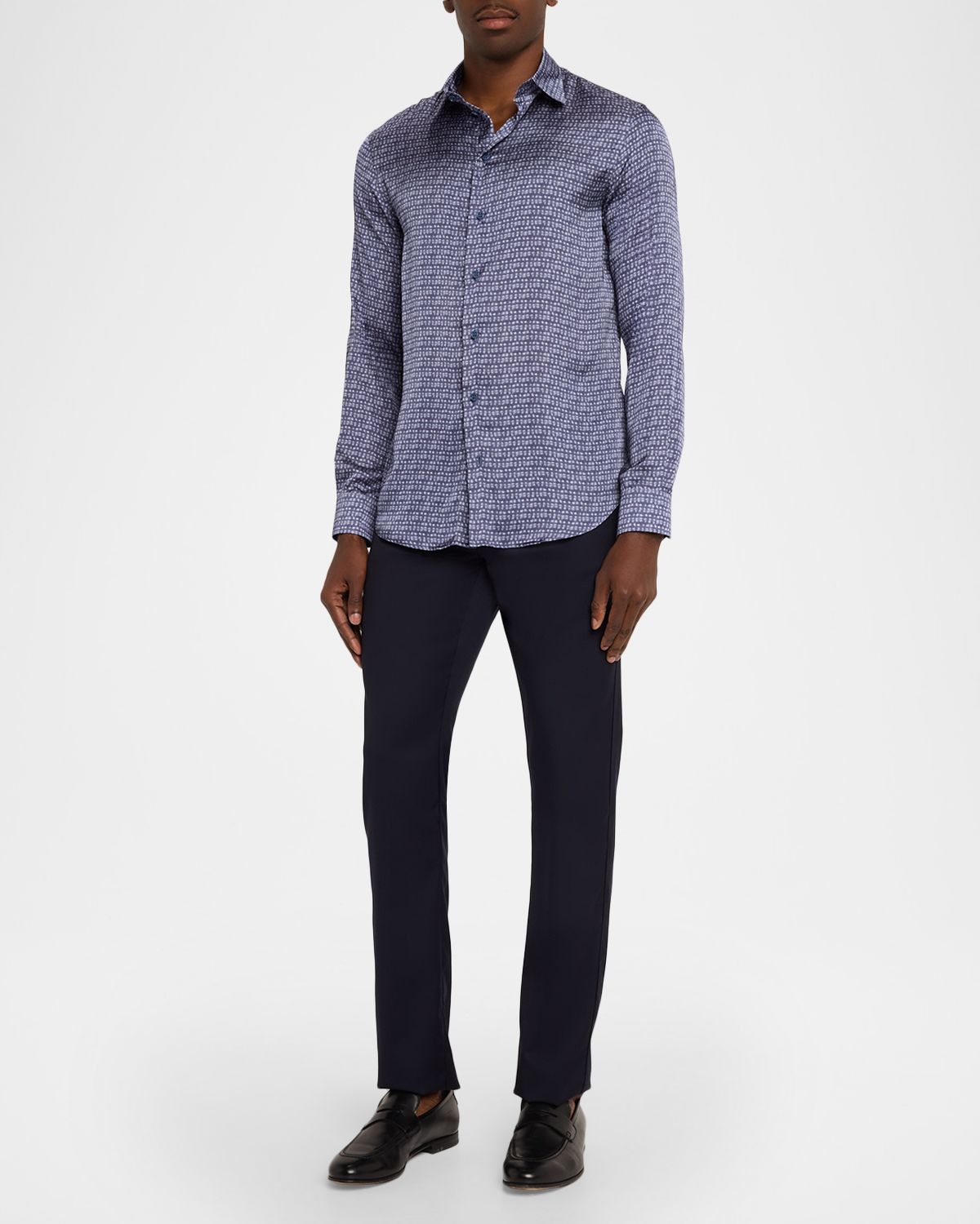 Emporio Armani Men 's Blurred Abstract Polyester Sport Shirt