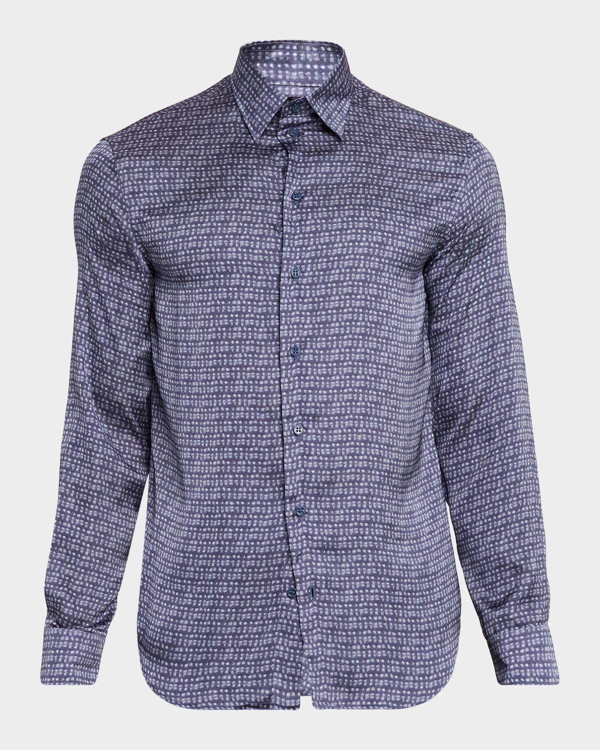 Emporio Armani Men 's Blurred Abstract Polyester Sport Shirt
