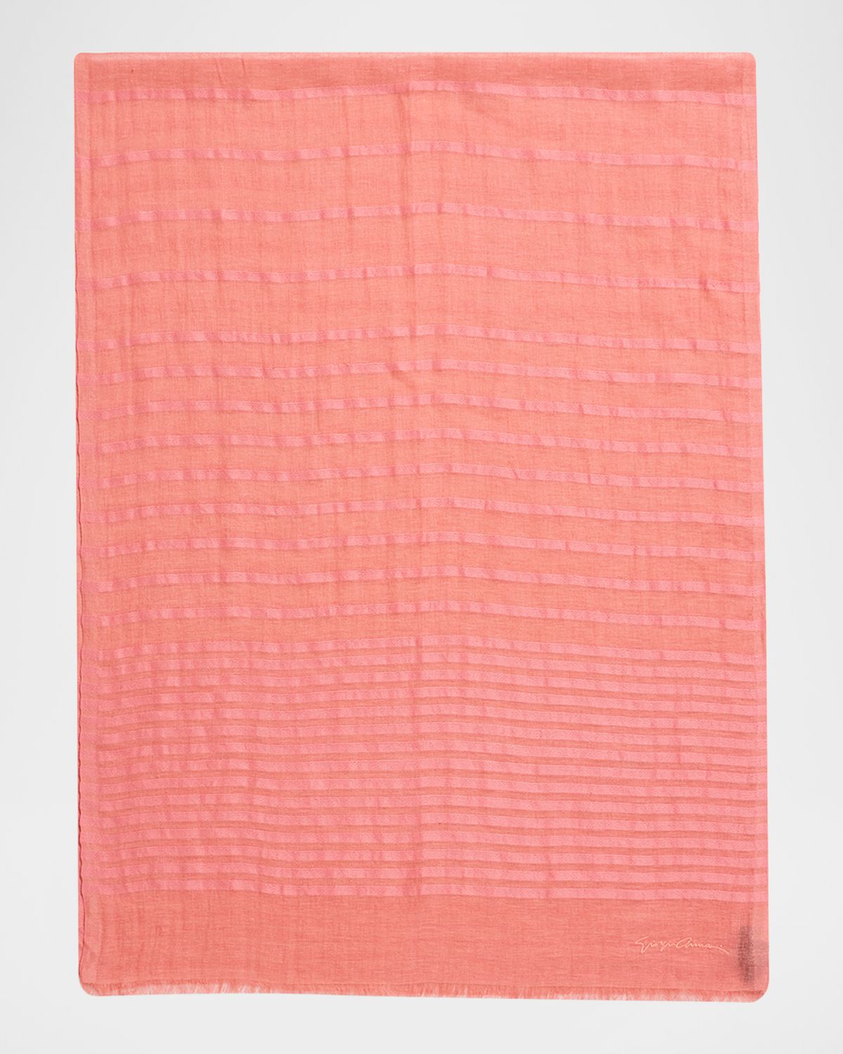 Giorgio Armani Striped Linen-Cotton Jacquard Stole, 80" x 28"