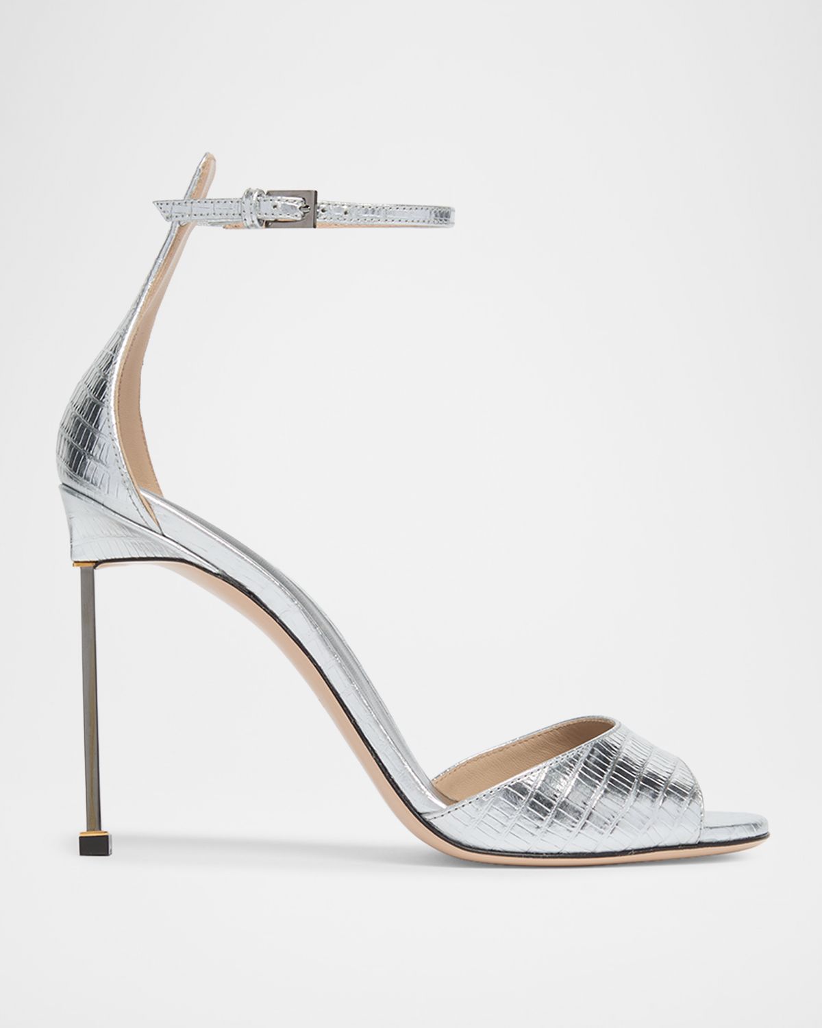 TOM FORD 105mm Embossed Metallic Leather Ankle-Strap Sandals | Thumbnail 5 TOM FORD 105mm Embossed Metallic Leather Ankle-Strap Sandals | Thumbnail 5
