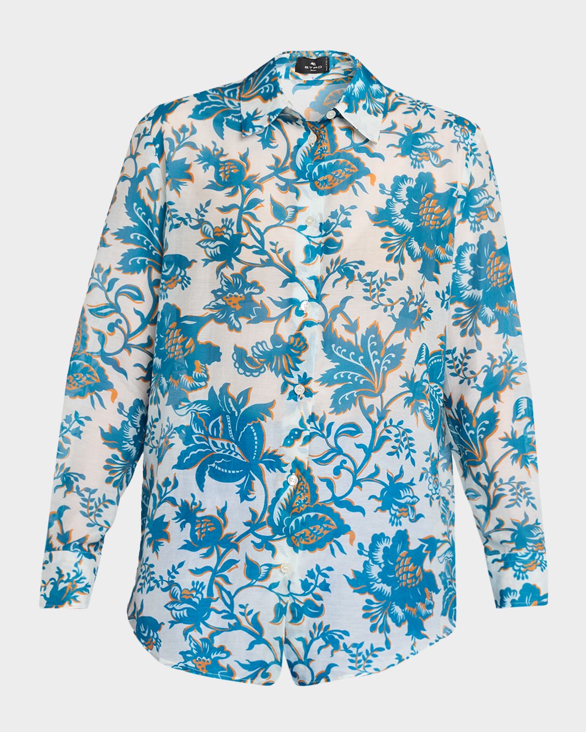 Etro Floral Cotton Silk Button-Front Shirt