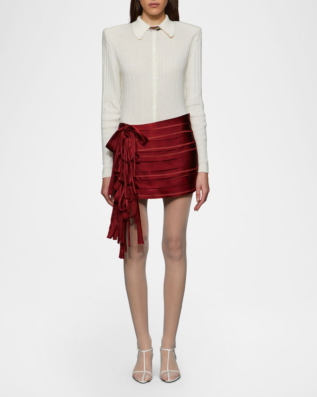 Et Ochs Reed Draped Bow Mini Skirt