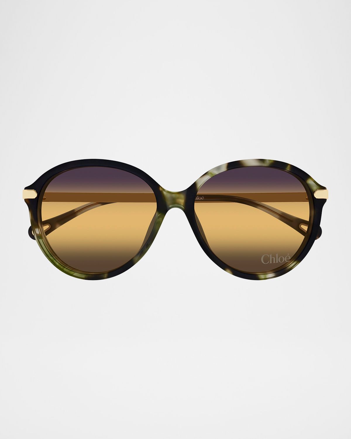 Chloe Round Acetate & Metal Sunglasses