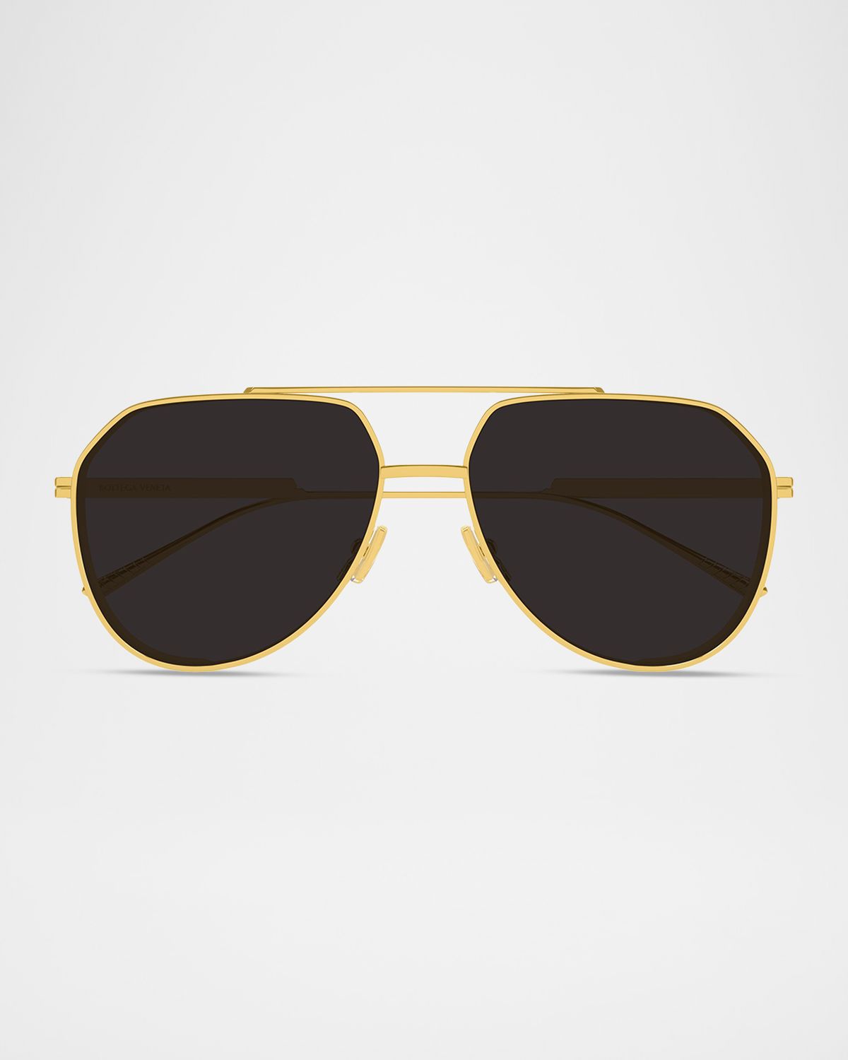 Bottega Veneta Men 's BV1465S-001 Double-Bridge Metal Aviator Sunglasses