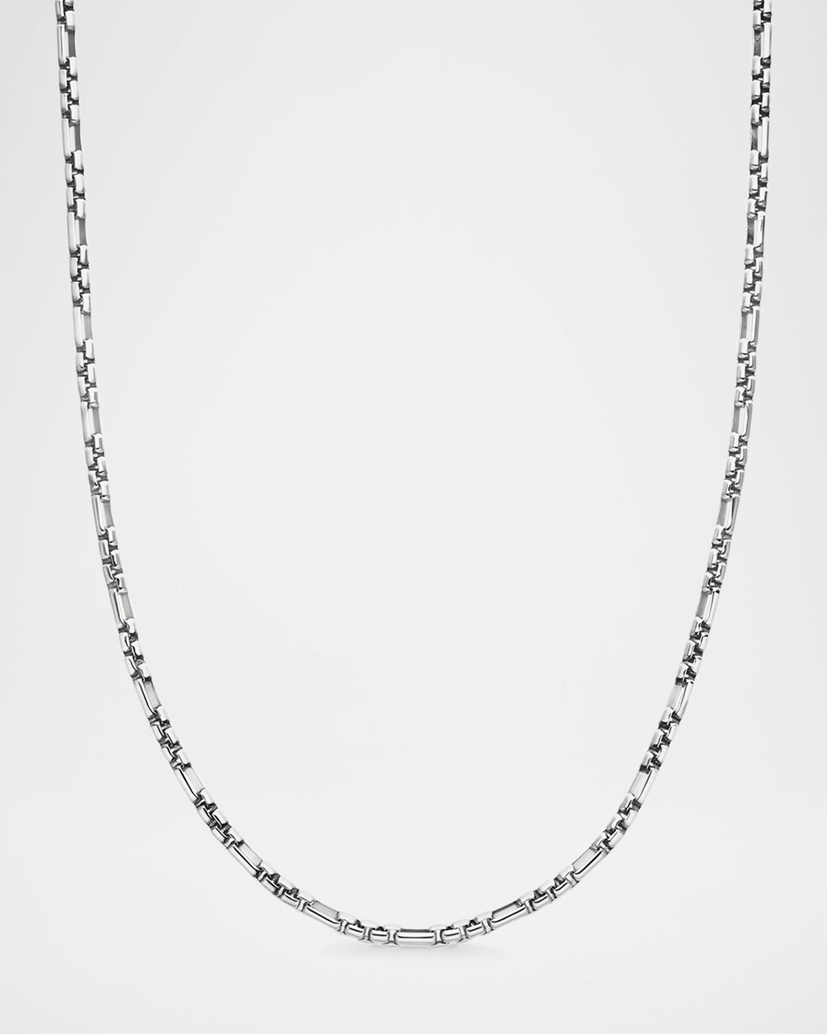 David Yurman Men 's Open Station Box Chain Necklace in Sterling Silver, 3mm