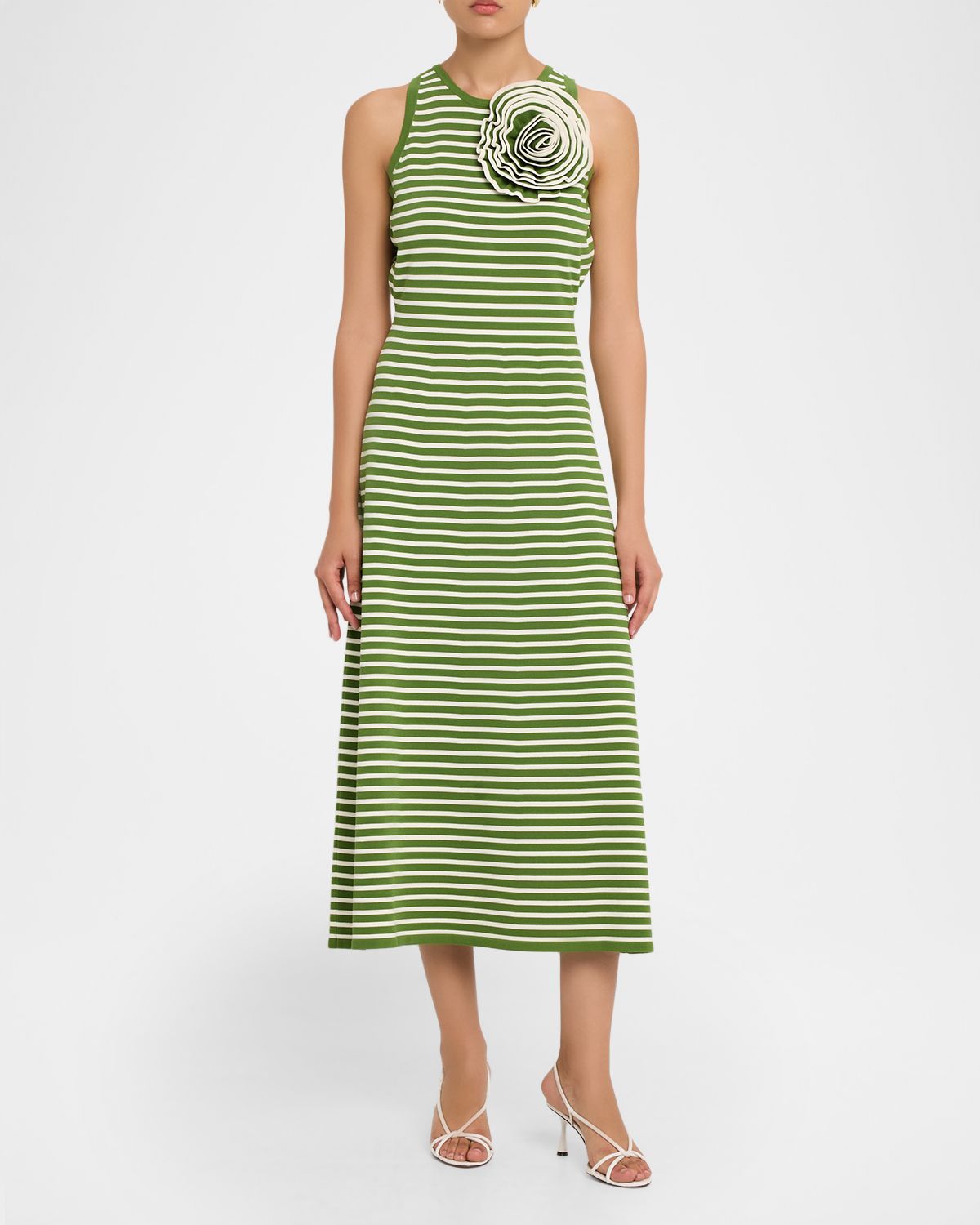 Lela Rose Rose Striped Knit Halter Ankle Dress