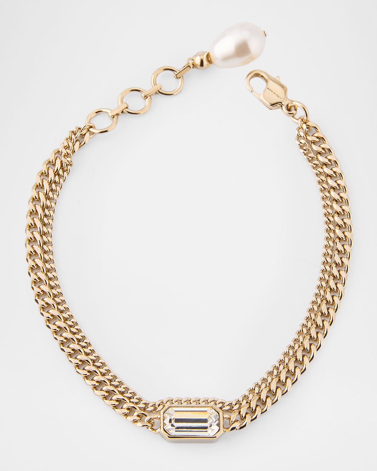 McQueen Skull and Crystal Bracelet with Pearly Drop