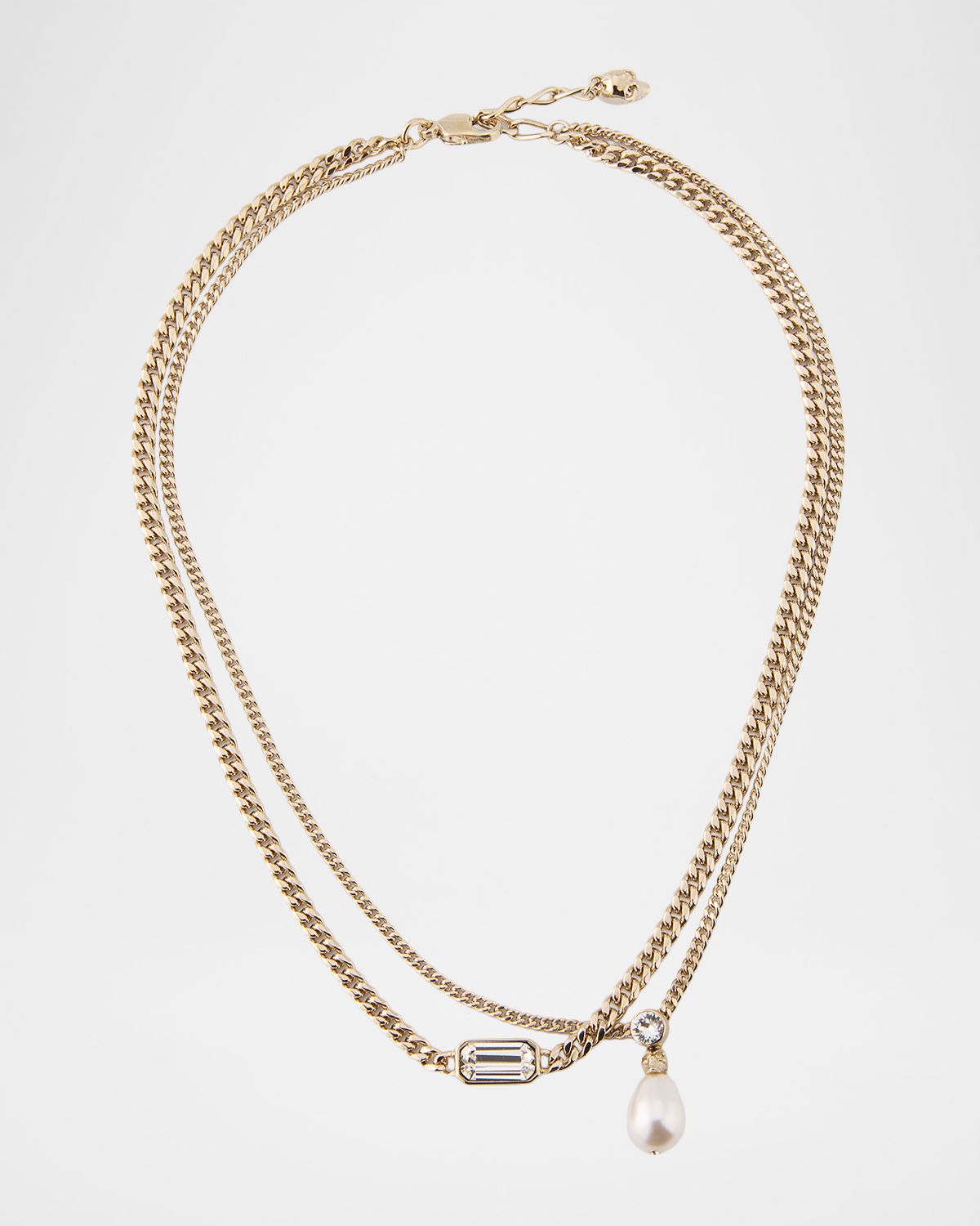 McQueen Skull and Crystal Necklace with Pearly Drop