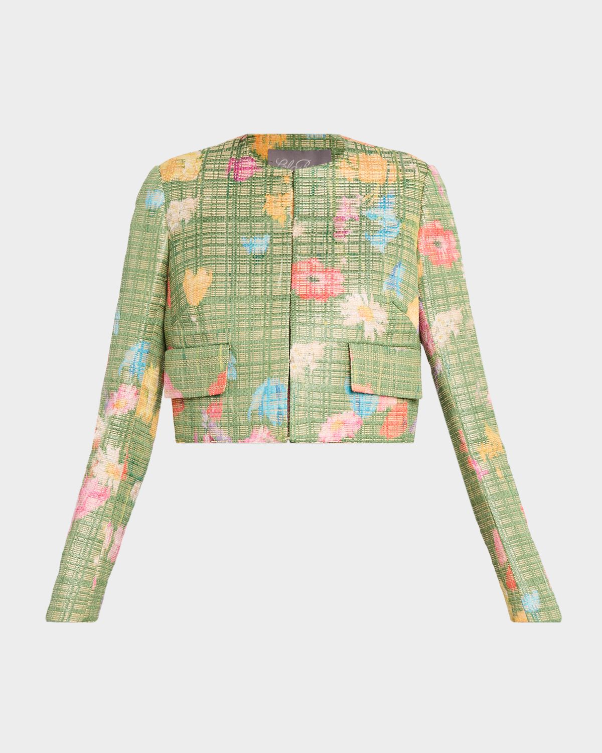 Lela Rose Floral Raffia Crop Jacket