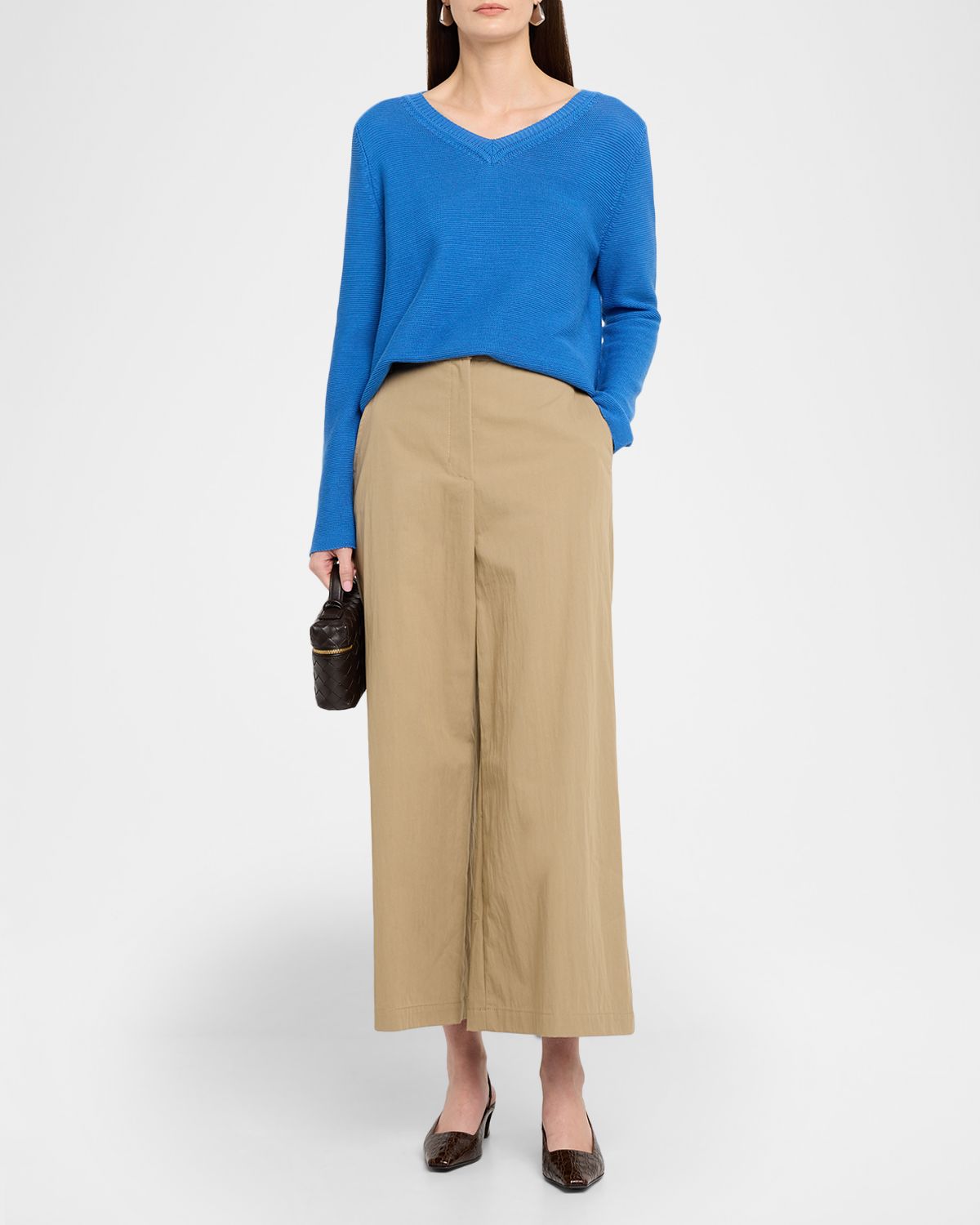 Weekend Max Mara Cropped Wide-Leg Gabardine Pants