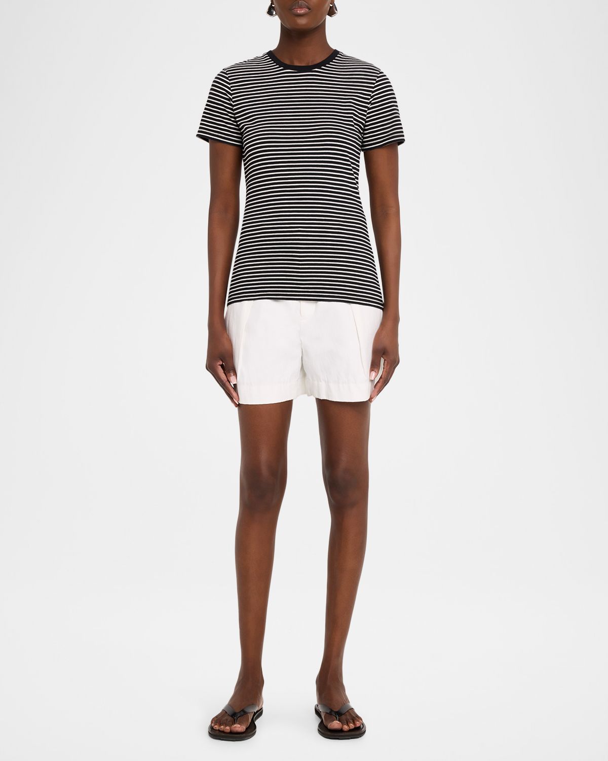 Nili Lotan Lana Striped Short-Sleeve Crewneck T-Shirt