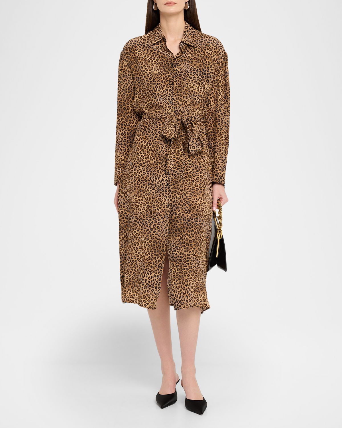 Weekend Max Mara Leopard-Print Silk Crepe De Chine Midi Shirtdress