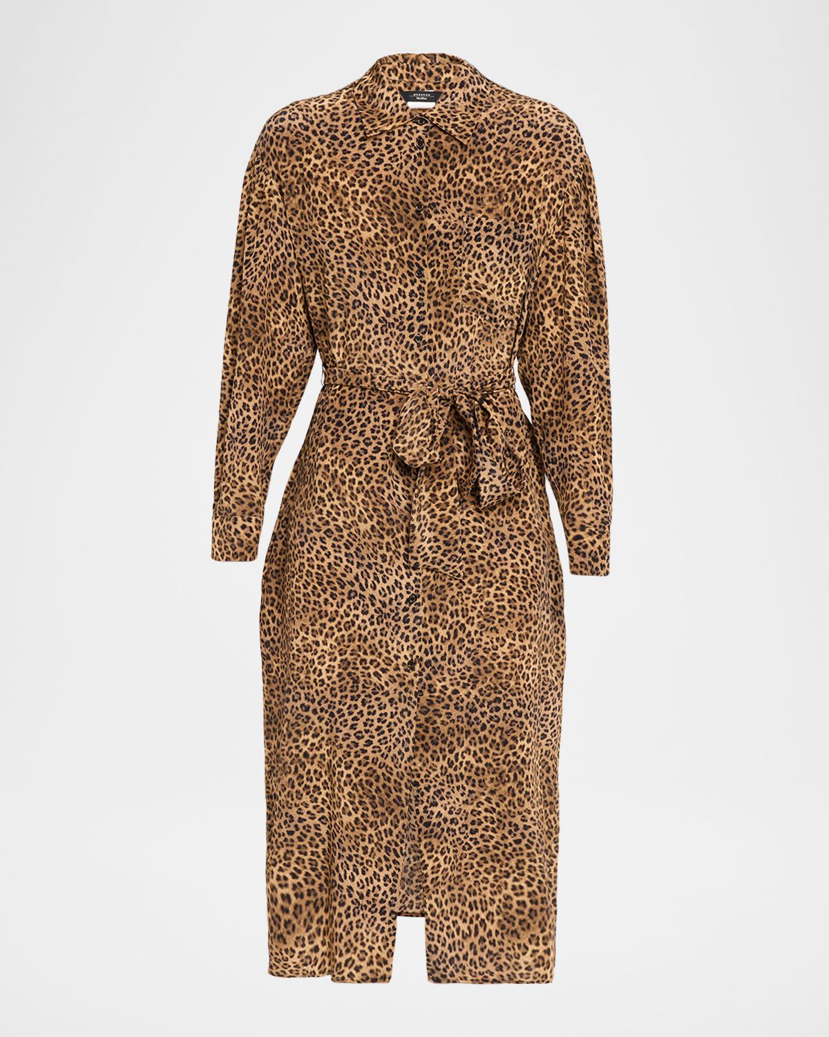 Weekend Max Mara Leopard-Print Silk Crepe De Chine Midi Shirtdress