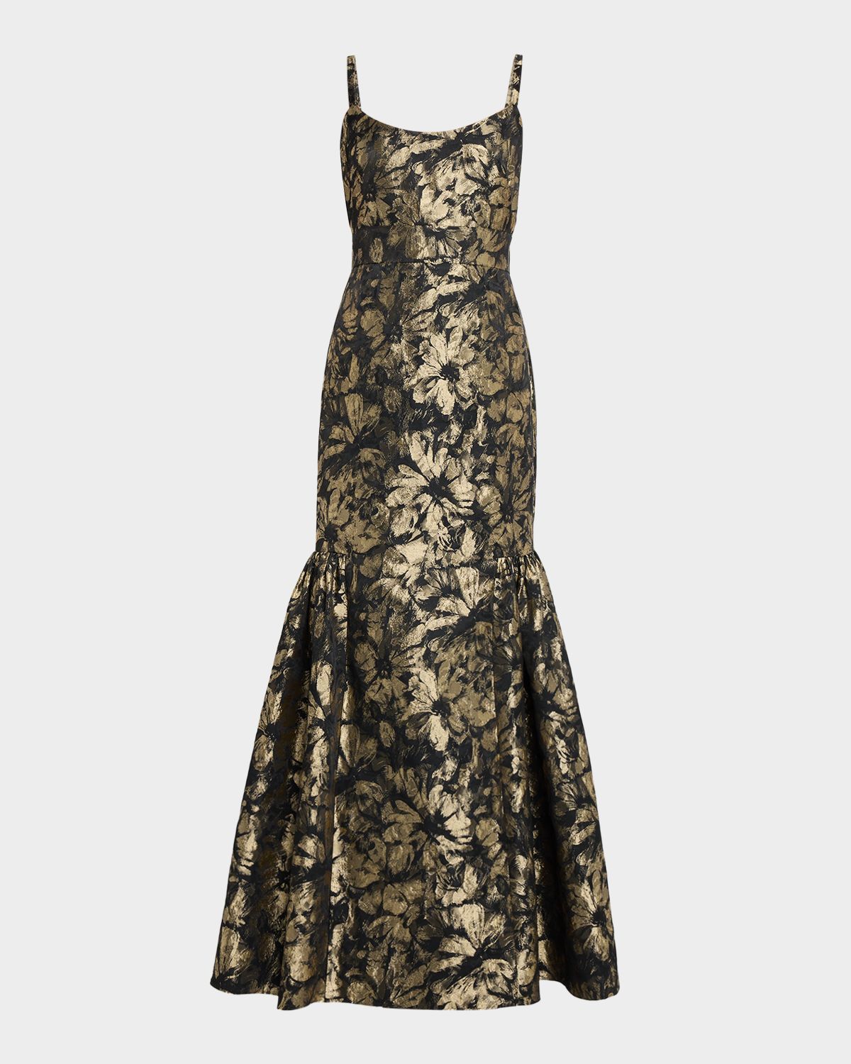 Aidan Mattox Sleeveless Floral Jacquard Mermaid Gown