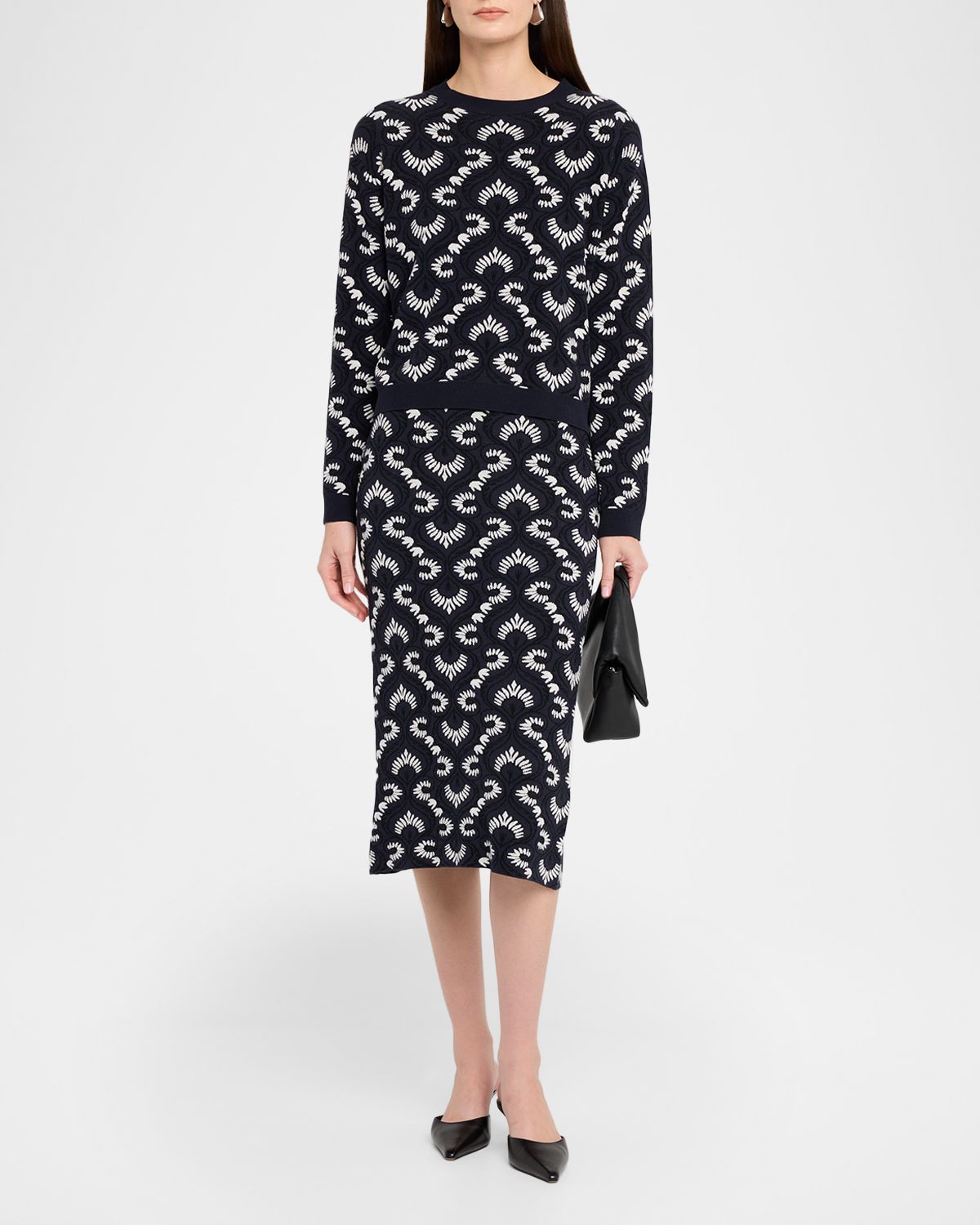 Weekend Max Mara Jacquard Knit Midi Pencil Skirt