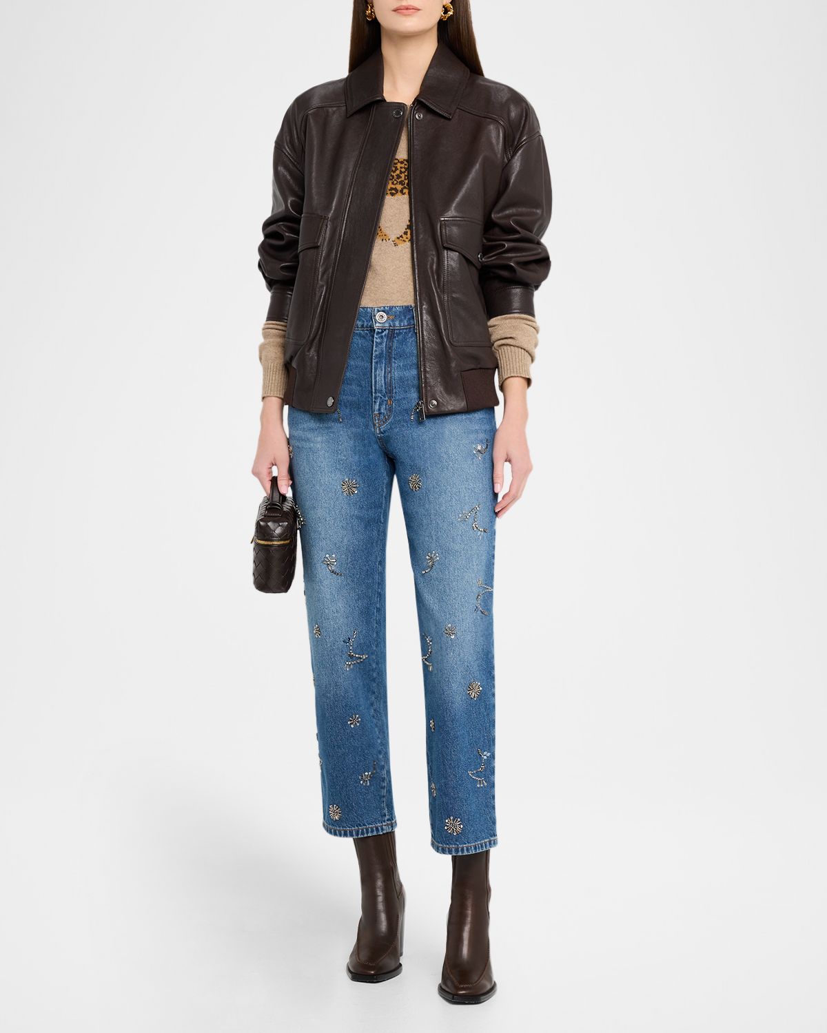 Weekend Max Mara Zip-Front Leather Jacket