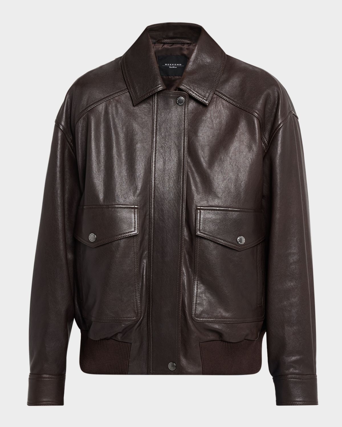 Weekend Max Mara Zip-Front Leather Jacket
