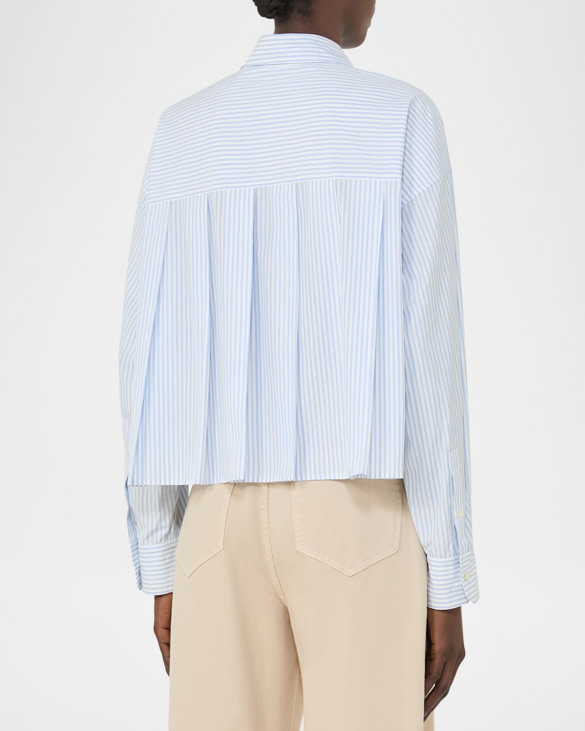 Weekend Max Mara Pleated Striped Cotton Poplin Shirt