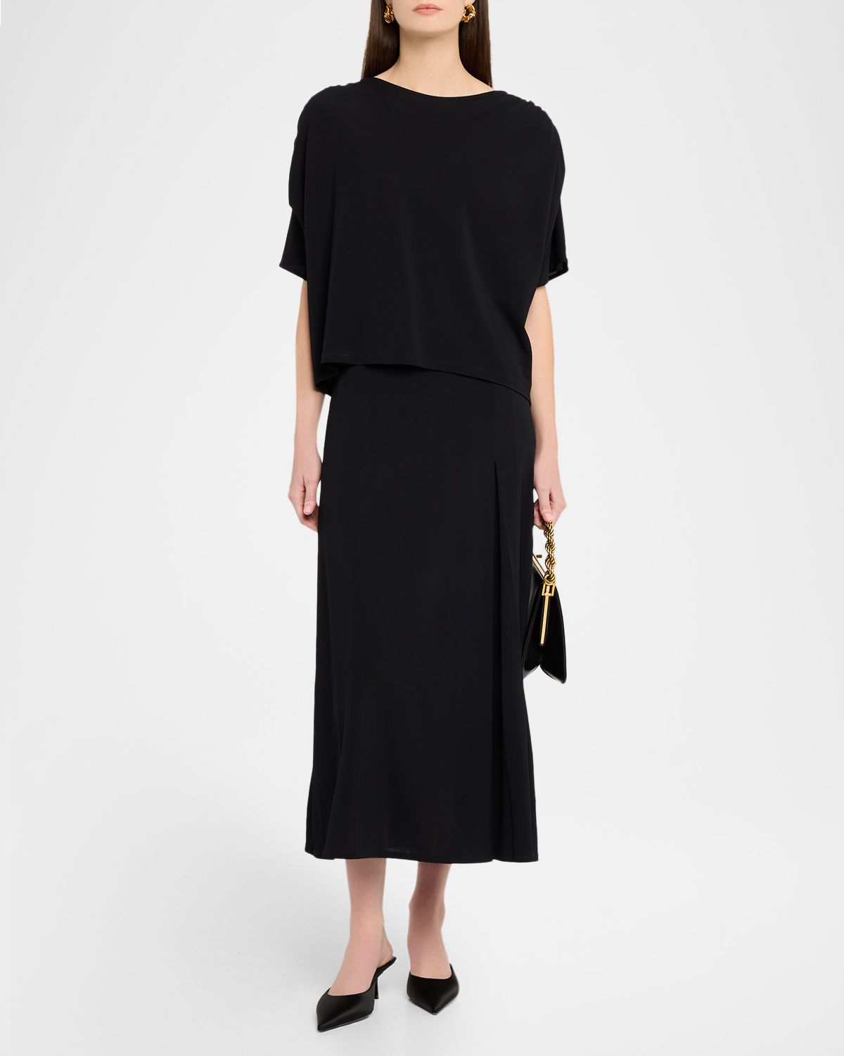 Weekend Max Mara Ruched-Shoulder Crewneck Top