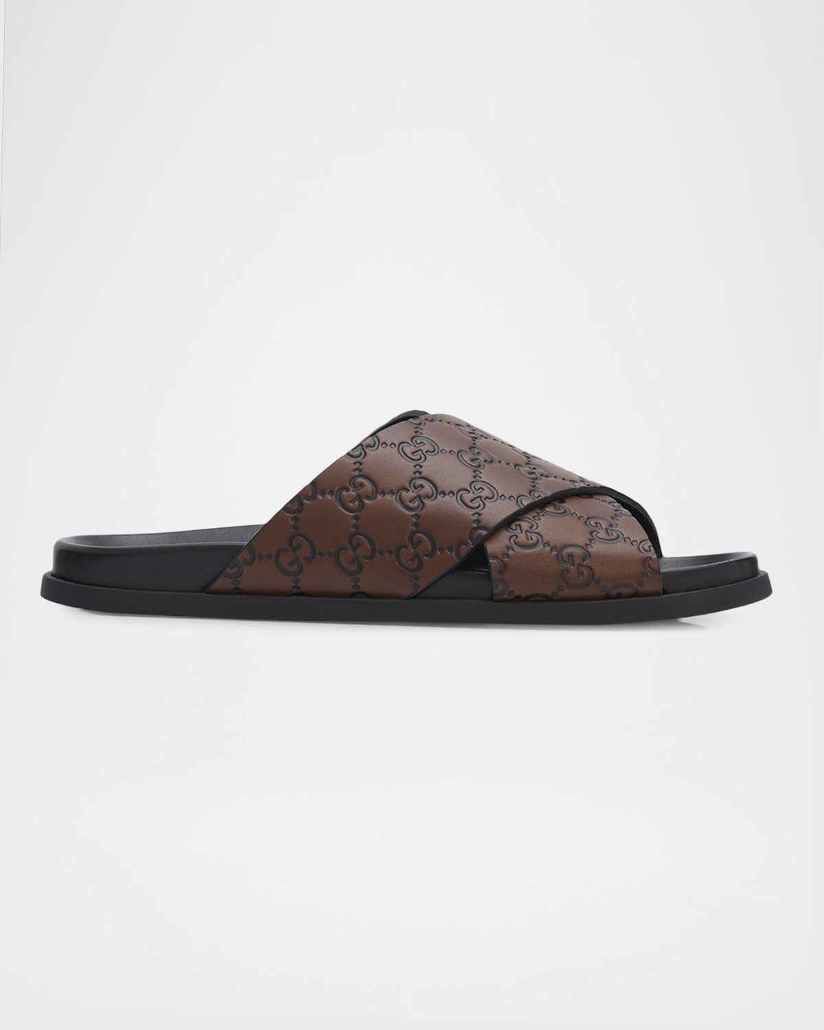 Gucci Men 's GG-Embossed Leather Slides