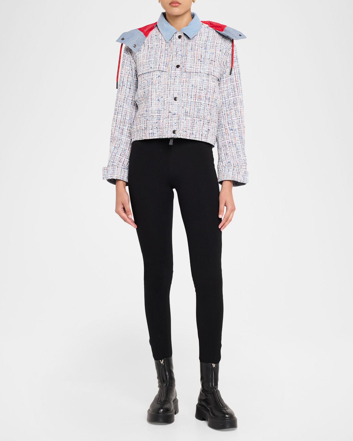 Moncler Termez Tweed Jacket with Detachable Hood