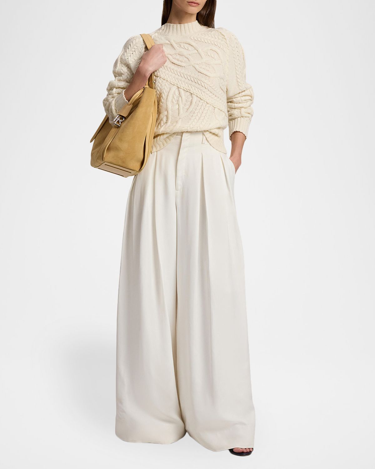 Ralph Lauren Collection Cable Knit Cashmere Crewneck Sweater