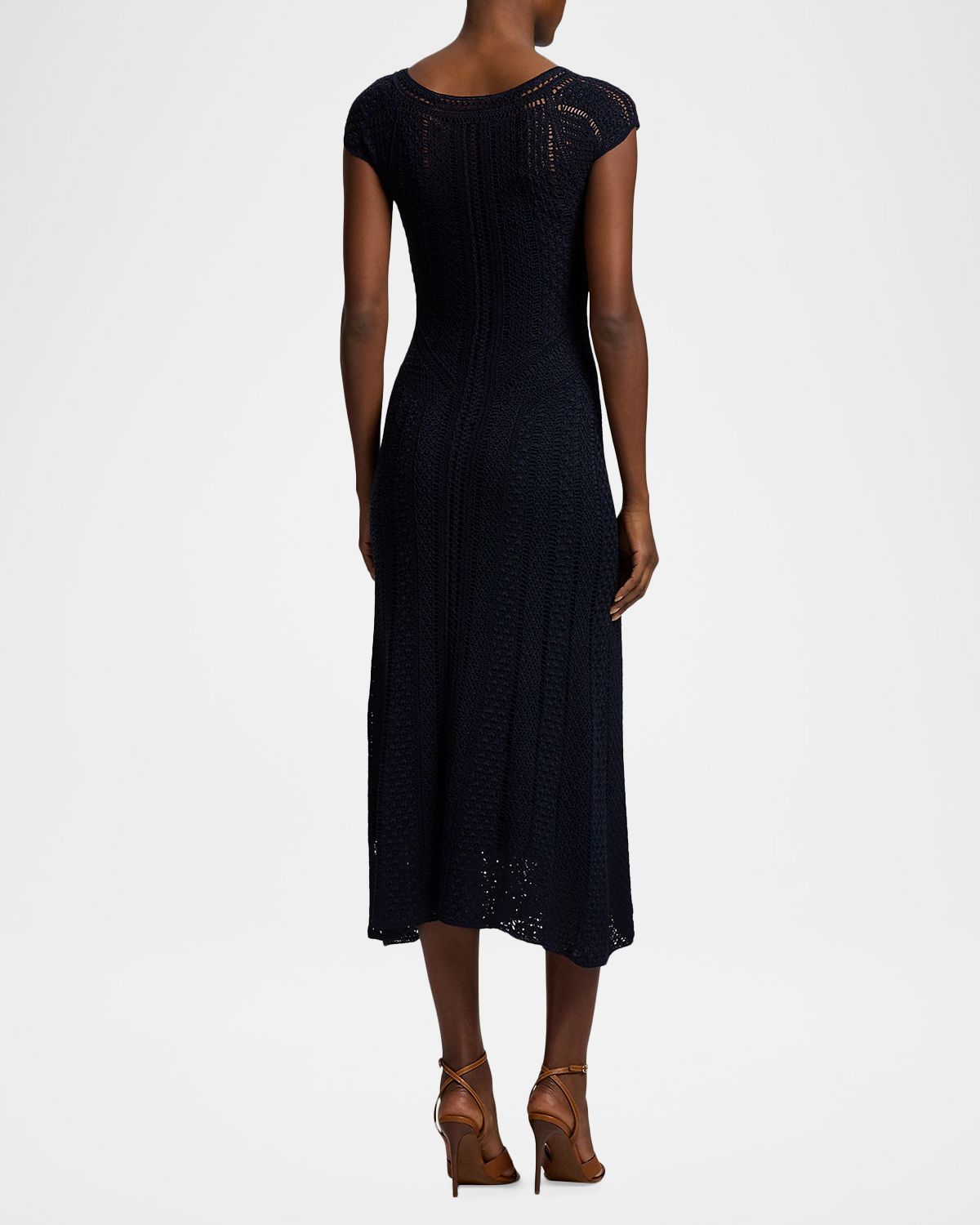 Ralph Lauren Collection Crosley Hand-Crocheted Silk Midi Day Dress