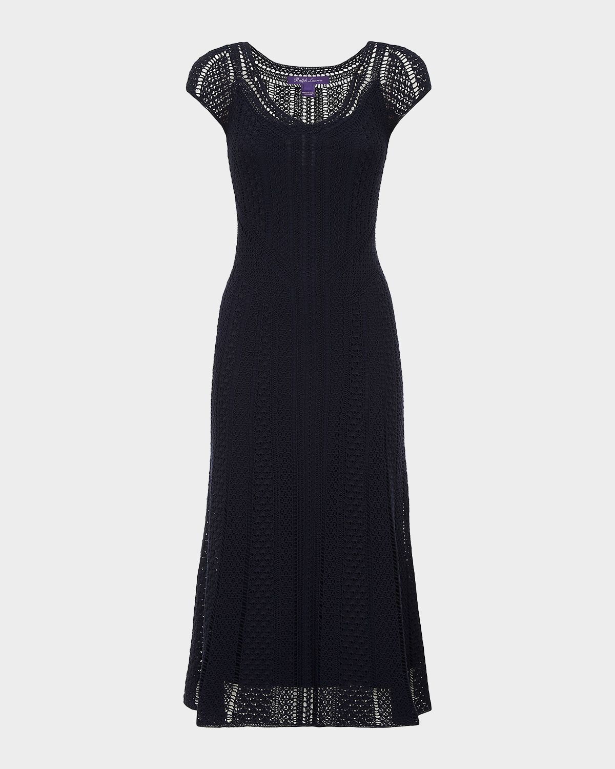 Ralph Lauren Collection Crosley Hand-Crocheted Silk Midi Day Dress