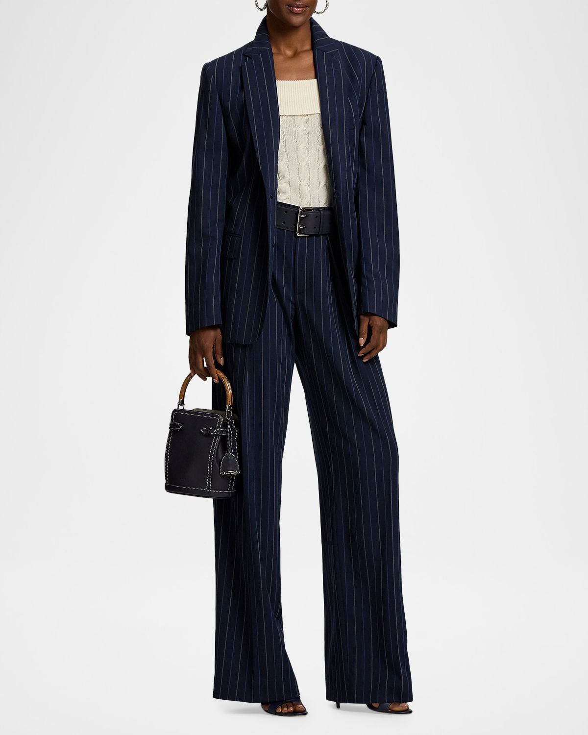 Ralph Lauren Collection Marcy Striped Wool Single-Breasted Jacket